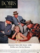 Actress Tippi Hedren in Jaguar XK140 DOBBS HATS So-Lo Straws 1957 Magazine Ad
