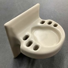 Beige Ceramic Toothbrush Tumbler Cup Holder Vintage