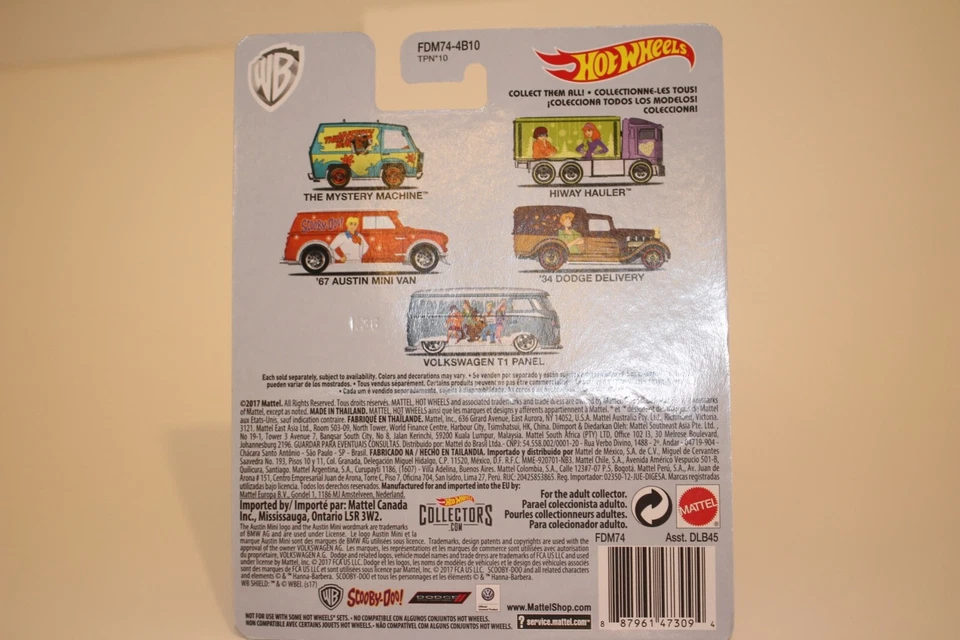 Hot Wheels Scooby Doo Volkswagen VW T1 furgoneta panel, peluda, velma, etc., 1:64, nueva en caja Foto 3 de 4