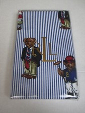 New Ralph Lauren TEDDY BEAR 300 TC Blue White Striped 2 Standard Pillowcases