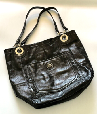 Coach Vintage Black Signature bag patent leather Tote/Satchel