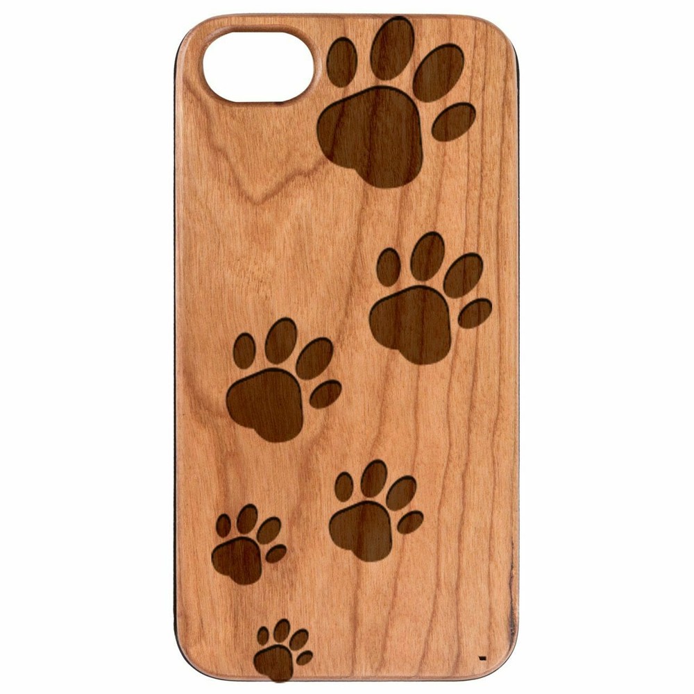 Dog Paws Wood Case for iPhone 15/14/13/12/11 Pro/Max/Mini/Plus  S21/22 L