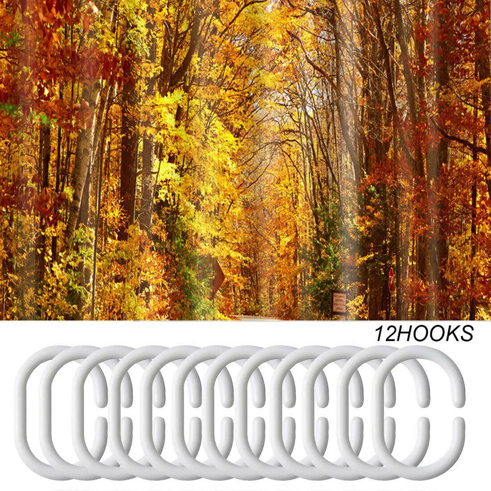 Otoño Otoño Hojas Amarillas Cortina de Ducha Tela Baño Decoración con 12 Ganchos 72 In Foto 4 de 4