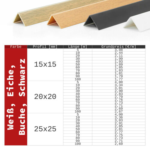 Winkelprofil 5m - 100m Winkelleisten Eckschutz Wandleiste Leiste Profil TOP - Bild 2 von 9