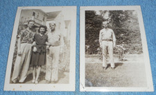 Two Vintage WWII Photos Unknown US Army GI Officer Man With Family