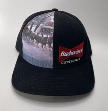 Vintage Budweiser Clydesdales Horse Hat Black. Made In USA. Anheuser Busch Brand