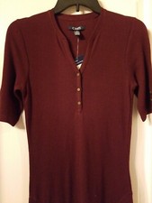 Chaps Burgundy (Red)Long Knit Flare Dress Size Small NWT ($90)