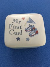 MY FIRST CURL Porcelain KEEPSAKE BOX Baby Boy BLUE