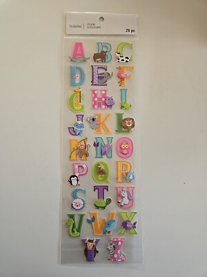Recollections ALPHABET WITH ANIMALS CUTE Scrapbooking Stickers 