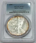 1987 American Eagle 1 oz Silver Dollar PCGS MS 67 Toning Toned - C484