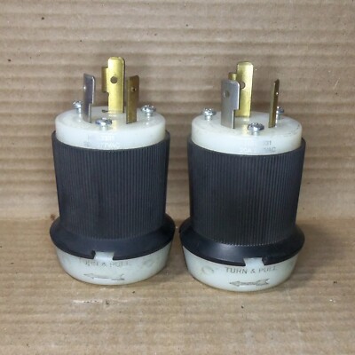 NEW LOT OF 2 HUBBELL HBL2331 TWIST-LOCK PLUG 20A 277VAC 2-POLE 3-WIRE 2331 AK