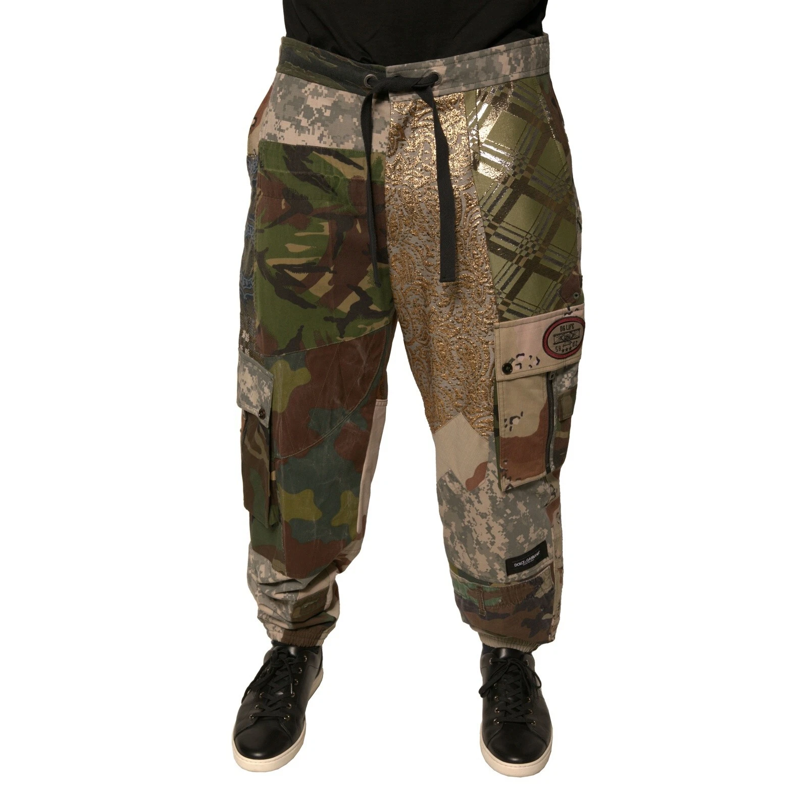 DOLCE & GABBANA Pants Multicolor Patchwork Men Jogger Trouser IT50/W36/L 3680usd