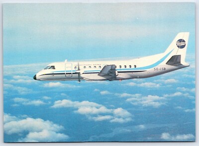 Airplane Postcard Swedair Airlines Saab-Fairchild 340 SE-ISB In Flight FA3