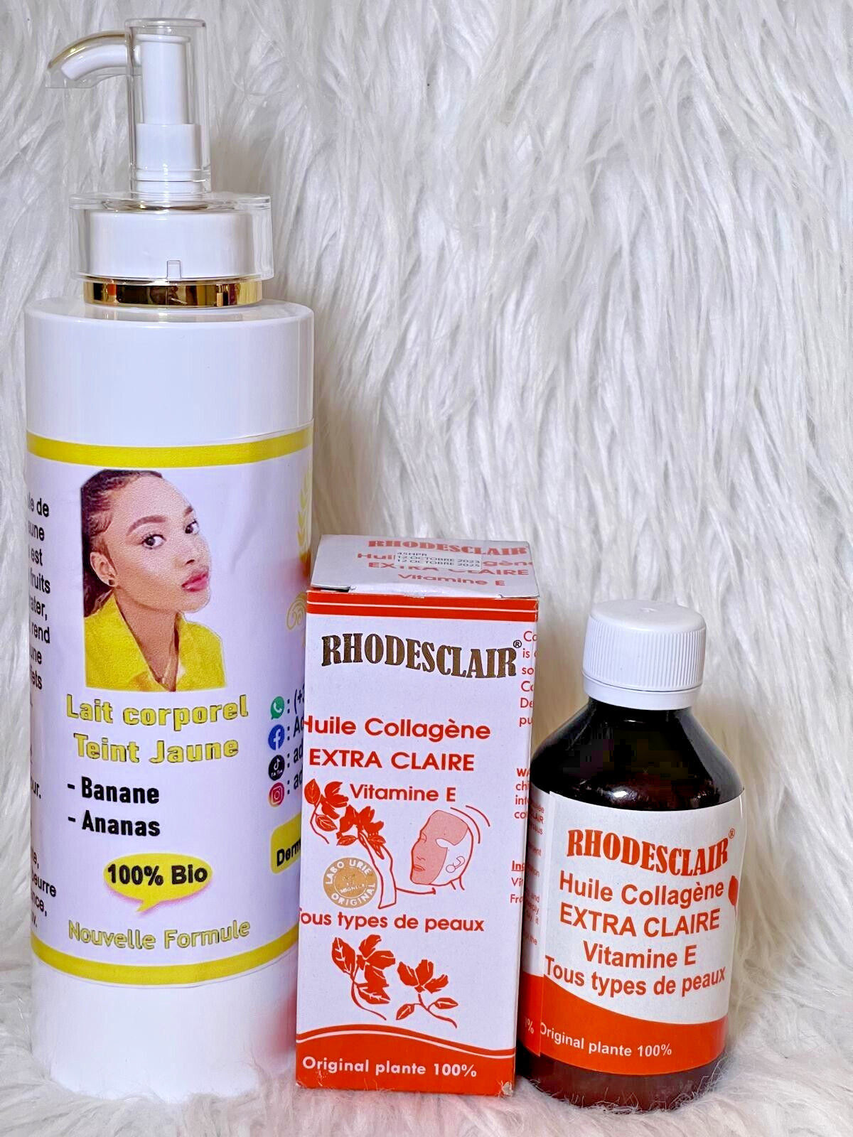 Anti-Âge Teint Ternes : Duo Lait Teint Jaune et Huile Collagène Rhodesclair