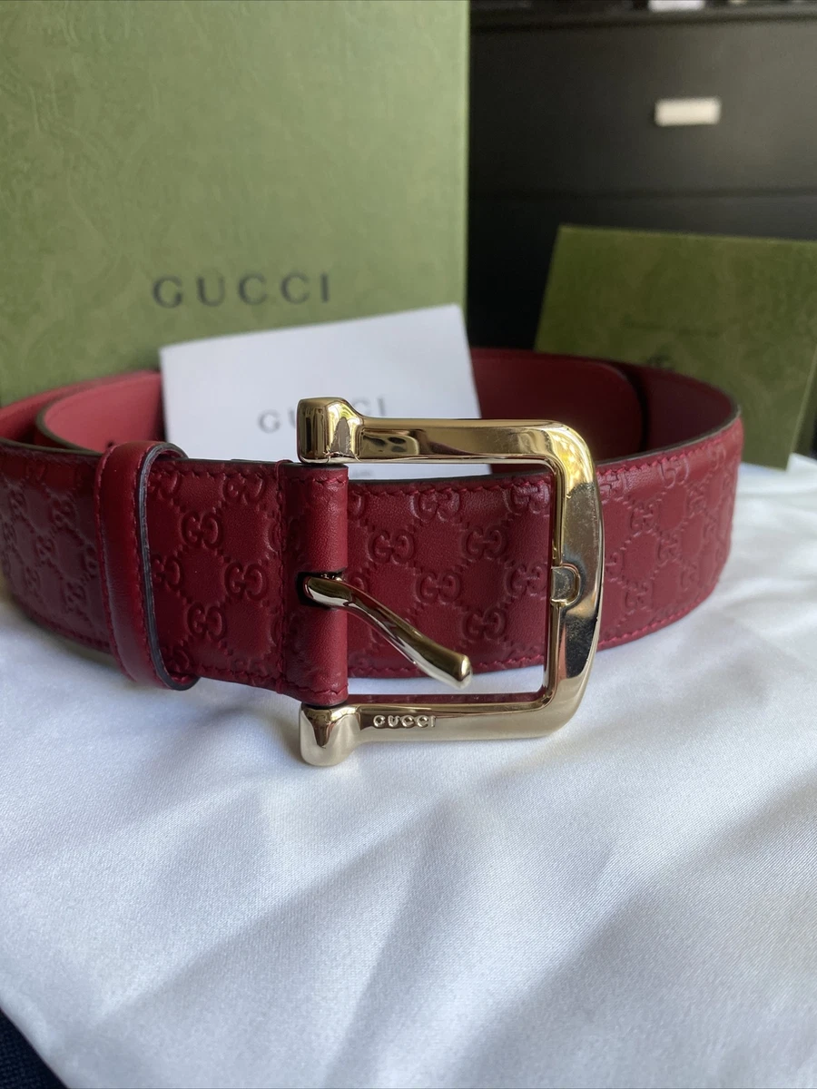 NEW Gucci Interlocking G Red Leather Belt