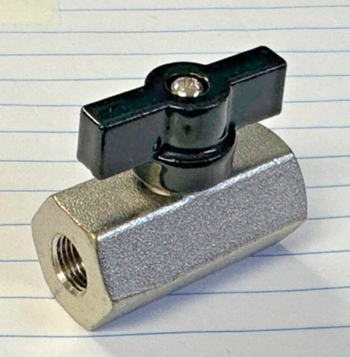 Mini Ball Valve, 1/8'' NPTFM Pipe Threads, ''T'' Handle 46934LT Viton Seals