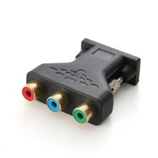 3RCA Video Female To HD 15 Pin VGA Converter Style Component Video Jack Adapter
