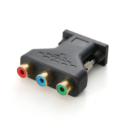 3RCA Video Female To HD 15 Pin VGA Converter Style Component Video Jack Adapter