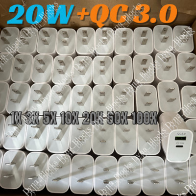 Wholesale Bulk 20W Fast Charger Cube USB C Power Adapter For iPhone iPad Android