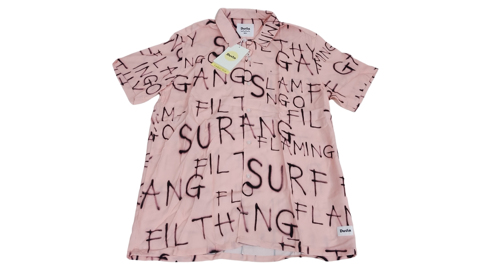 Мужская рубашка DuVin с коротким рукавом и принтом в виде аэрозольной краски на пуговицах - SSB17009PNK - M
