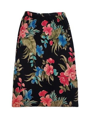 Jupe Longue évasée Femme ALFRED DUNNER Noire Fleurie Taille UK 6