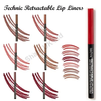 Technic Retractable Twist Up Lip Liners Pencil Crayon Brown Nude Berry Pink Red
