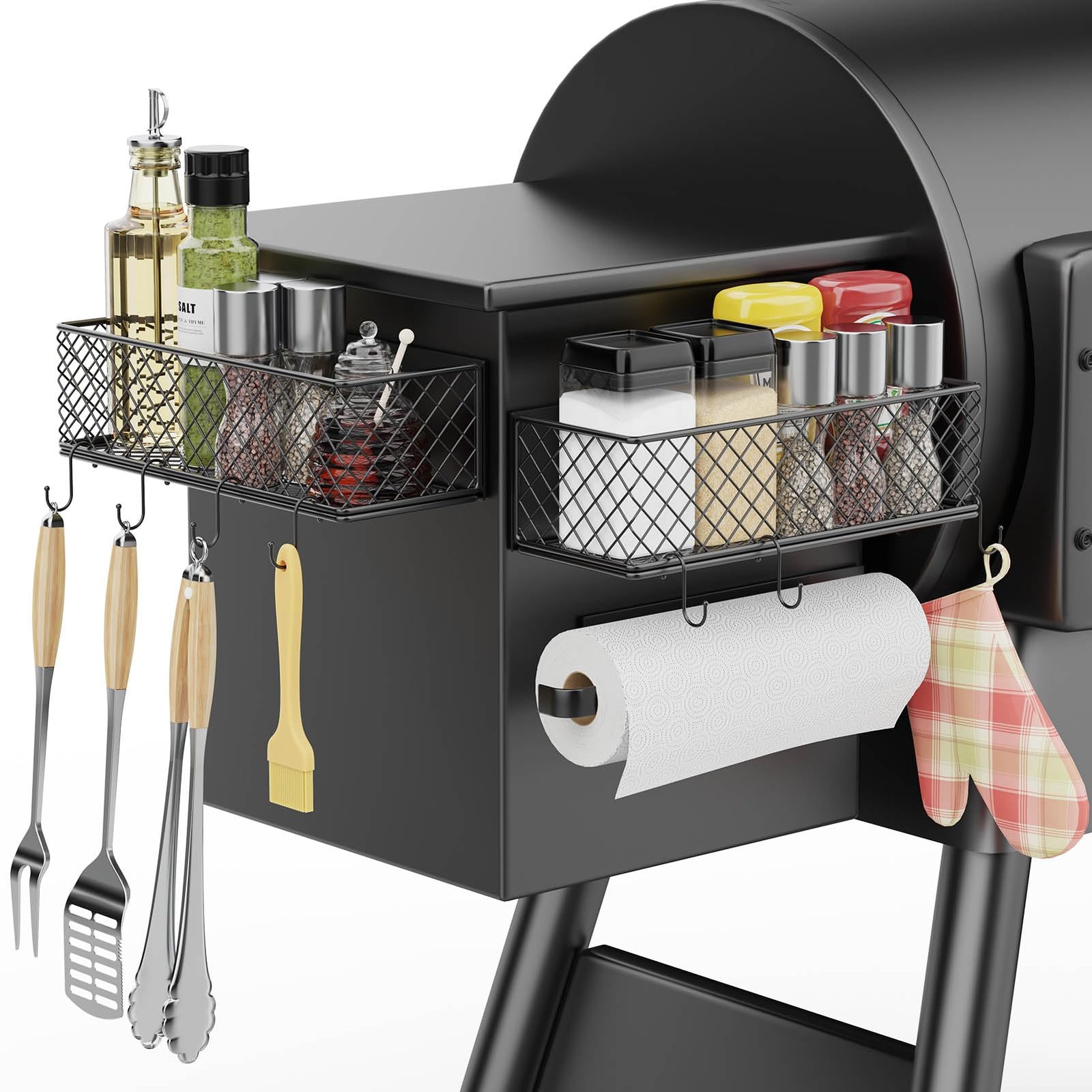 2 Pack Magnetic Storage Bin for Traeger Smoker Grill Caddy, 