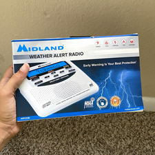 Midland WR120B NOAA Weather Alert Radio White Backlit LCD Alarm Clock w/ AC