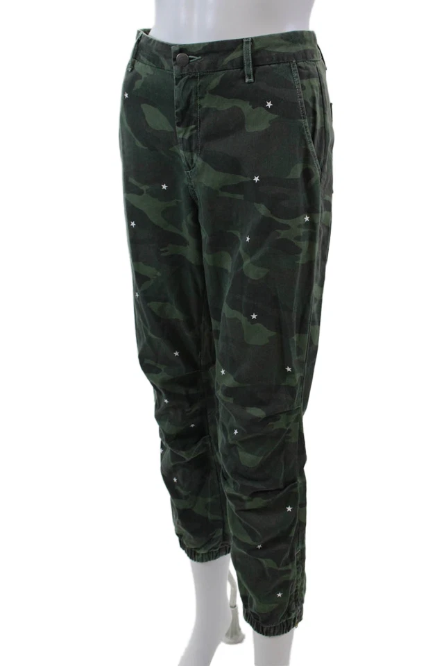 Pantalones Sundry Mujer Cremallera Mosca Tiro Medio Camuflaje Estrella Verde Algodón Talla 27 Foto 2 de 4