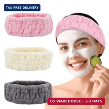 Microfiber Spa Headband 3-Pack, Soft Terry Cloth Headband for Washing Face, Faci