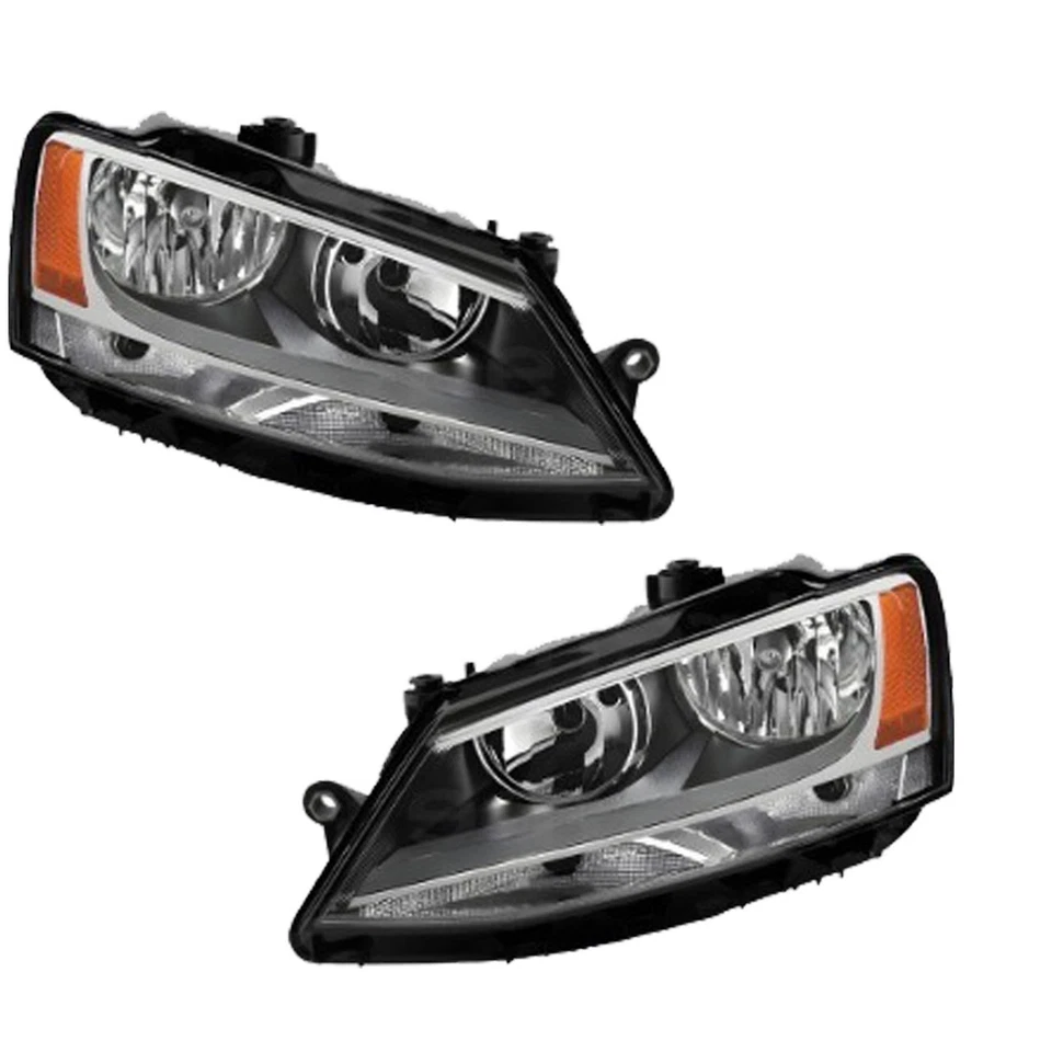 Front Bumper Cover Primed Plastic & Headlight Kit For 2011-2014 Volkswagen Jetta Foto 4 de 4