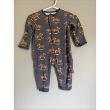 Magnetic Me Navy Geometric Rocking Horse Modal Footie Sleeper 0-3 Months