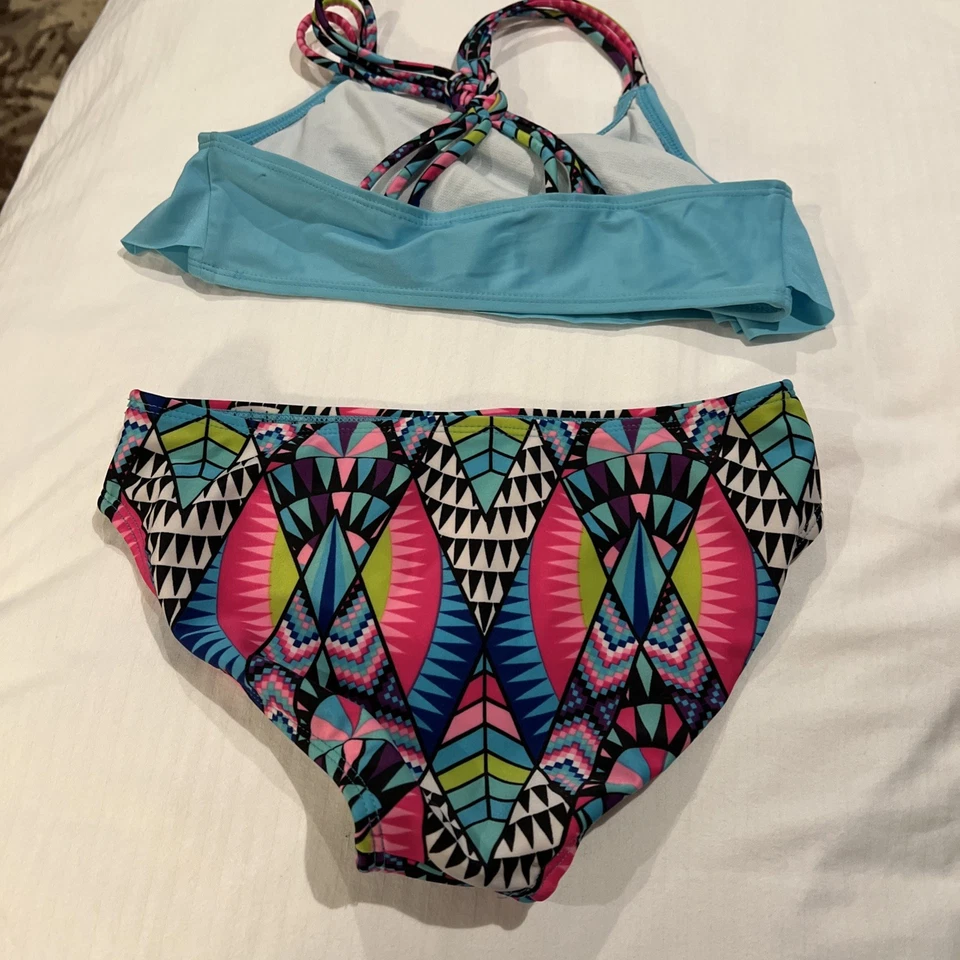 Bikini Xhileration talla 7/8 turquesa/rosa/verde/negro/púrpura Foto 3 de 3