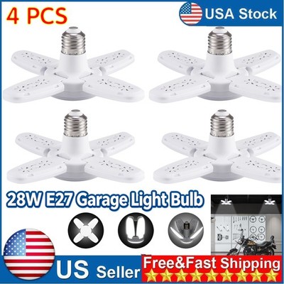 4 PCS 28W E27 Deformable LED Garage Light Cold White Workshop Ceiling Lamp