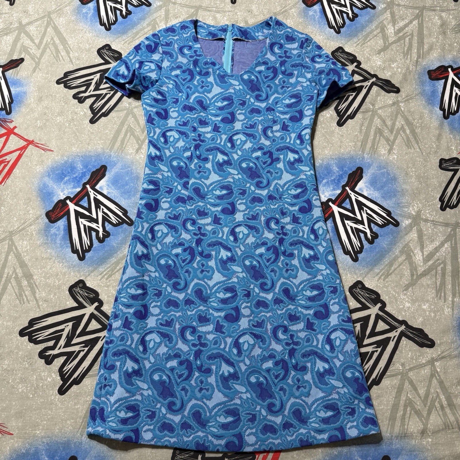 VTG 60's Psychedelic Women's Handmade Dress - image 1