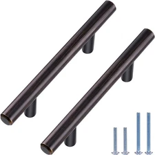 20 Pack 3 Solid Cabinet Handles, Oil-Rubbed Bronze, 5.38 L, 1/2 D, Kitchen