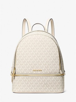 Michael Kors Rhea Medium Signature Logo Backpack Jaycee Bookbag 35S5GRAB2B Vanil