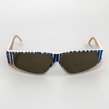 Rochas Paris Womens Sunglasses White And Blue Striped 80  s Fashionable Authentic