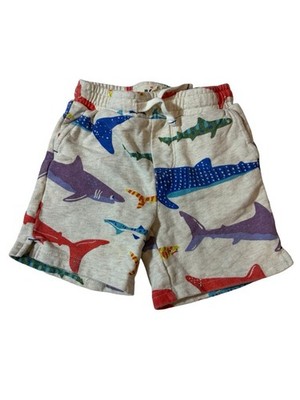 Mini Boden Shark Whale Print Shorts 2 3Y Cotton Pull On Beach Summer