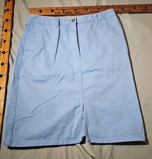 Vtg Eddie Bauer Skirt Womens 12 Sky Blue Denim Academia Preppy Mini Y2K Pocket