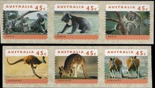 AUSTRALIA – 1994 ‘ROO & KOALA’ Self Adhesive Set of 6 (CAMBEC) 1K Mint [D0386]