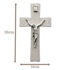 Steinkreuz 26 cm Wandkreuz Naturstein Jesus-Figur Kreuz INRI sakrale Wanddeko
