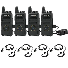 4Pack Retevis RT22S 2W FRS Walkie Talkie VOX Two Way Radio For Outdoor Headset