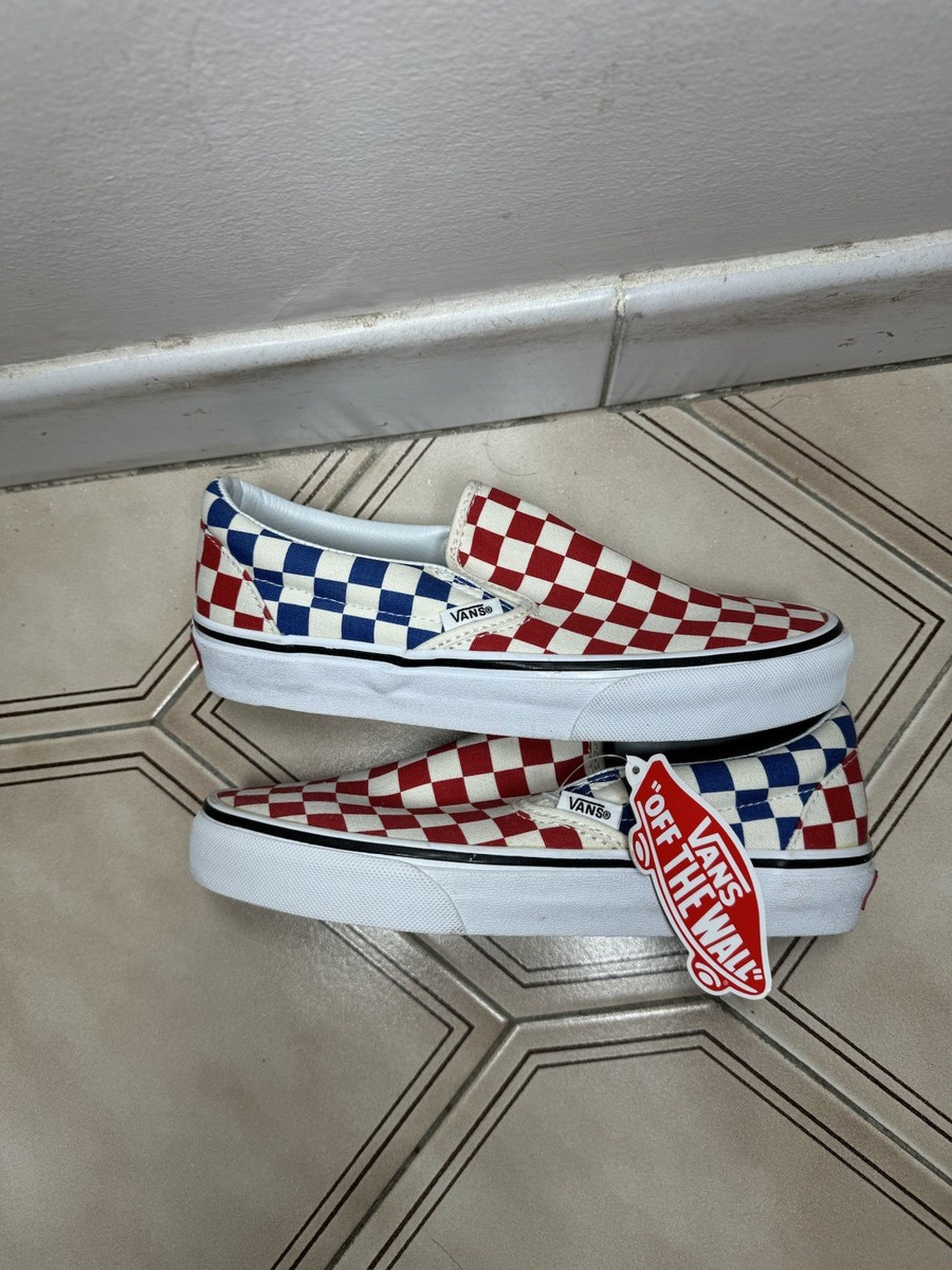Vans Red and Blue Checkered Slip-On Shoes VANS Off The Wall slip on Slip On Shoes checker board blue  main image 4