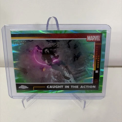 2025 Topps Chrome Deadpool Caught In The Action #84 Green Aqua Raywave /150 X-23