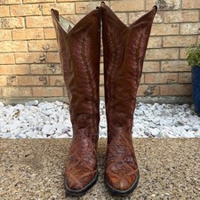 Vintage Larry Mahan Exotic Tall Knee High Cowgirl Western Boots Multicolor EUC