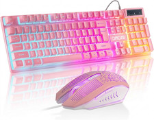 Chonchow Pink Wired Gaming Keyboard and Mouse