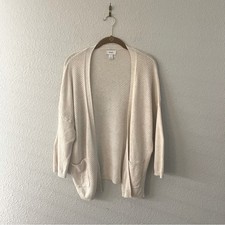 Cream Open Cardigan with Pockets side slits