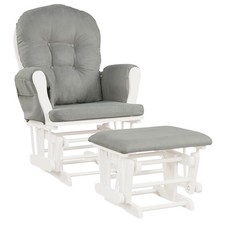 Baby Nursery Relax Rocker Rocking Chair Glider  Ottoman Set w/ Cushion Light