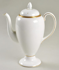 Wedgewood "California" Coffee Pot and lid with gold bands, demitasse cup saucer